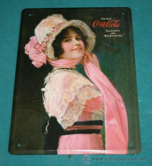 Sammeln von Coca-Cola und Pepsi: BONITO CARTEL DE CHAPA DE COCA COLA EN  - 20,5 X 14,5 CM