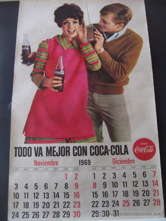 Collezionismo di Coca-Cola e Pepsi: hoja de calendario grande coca cola a&ntilde;o 1969 cocacola 56 cm x 33 cm