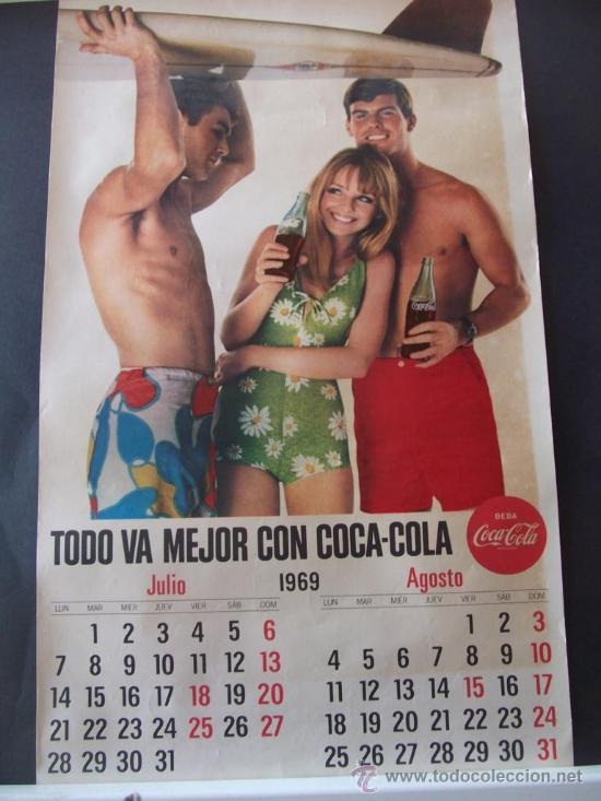 Collezionismo di Coca-Cola e Pepsi: hoja de calendario grande coca cola a&ntilde;o 1969 cocacola 56 cm x 33 cm