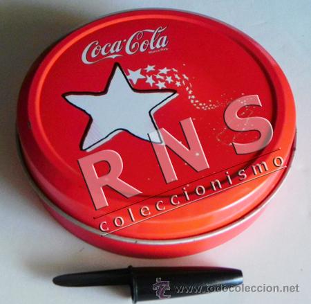 Colecionismo de Coca-Cola e Pepsi: CAJA MET&Aacute;LICA COCA COLA REDONDA VAC&Iacute;A PUBLICIDAD ESTRELLA BLANCA METAL + CAJAS COCACOLA EN VENTA
