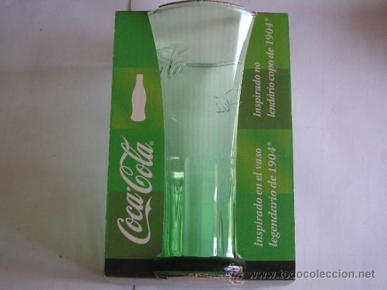 Collecting of Coca-Cola and Pepsi: COCA COLA / LUMINARC - Vaso VERDE cristal refresco estilo modelo 1904 - Letras en relieve - EN CAJA