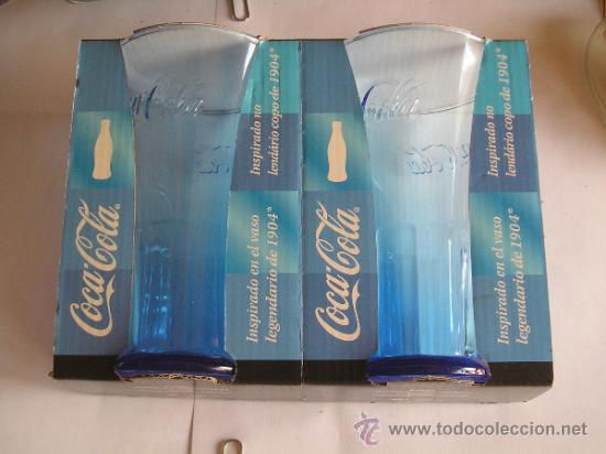 Coleccionismo de Coca-Cola y Pepsi: COCA COLA / LUMINARC - Lote Vaso cristal estilo modelo 1904 color azul - Letras en relieve - EN CAJA