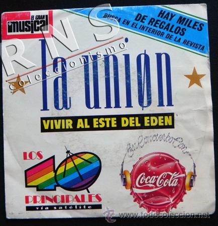 Colecionismo de Coca-Cola e Pepsi: DISCO DE VINILO COCA COLA Y 40 PRINCIPALES - LA UNI&Oacute;N / DAMA SE ESCONDE M&Uacute;SICA GRUPO ESPA&Ntilde;OL 45 RPM