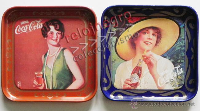 Collecting of Coca-Cola and Pepsi: LOTE POSAVASOS DE COCA COLA MET&Aacute;LICOS MUJER CON BOTELLA / MUJER CON VASO - COCACOLA POSAVASO METAL