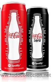 Collecting of Coca-Cola and Pepsi: 2 Coca-Cola Classic y Zero. Lata delgada Spotify. 250 ml.