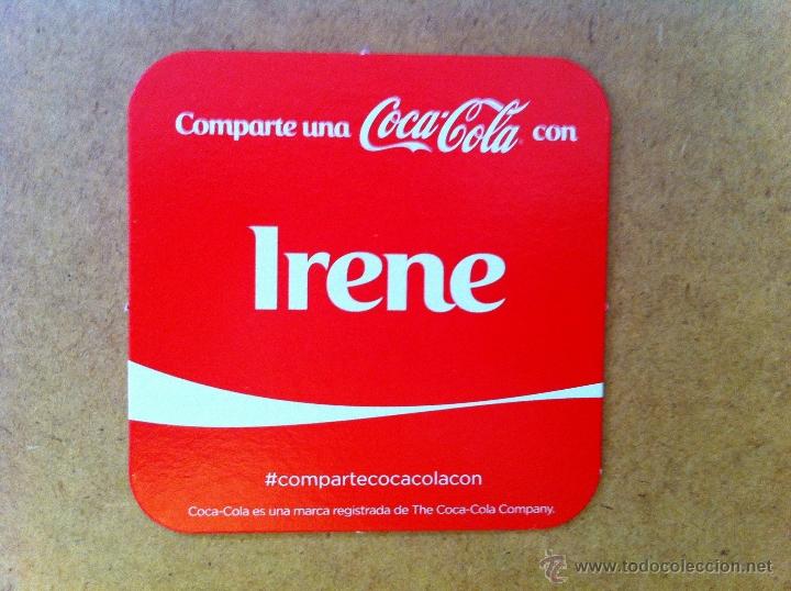Collezionismo di Coca-Cola e Pepsi: POSAVASOS COCA-COLA. COMPARTE UNA COCA-COLA CON IRENE. SIN USO