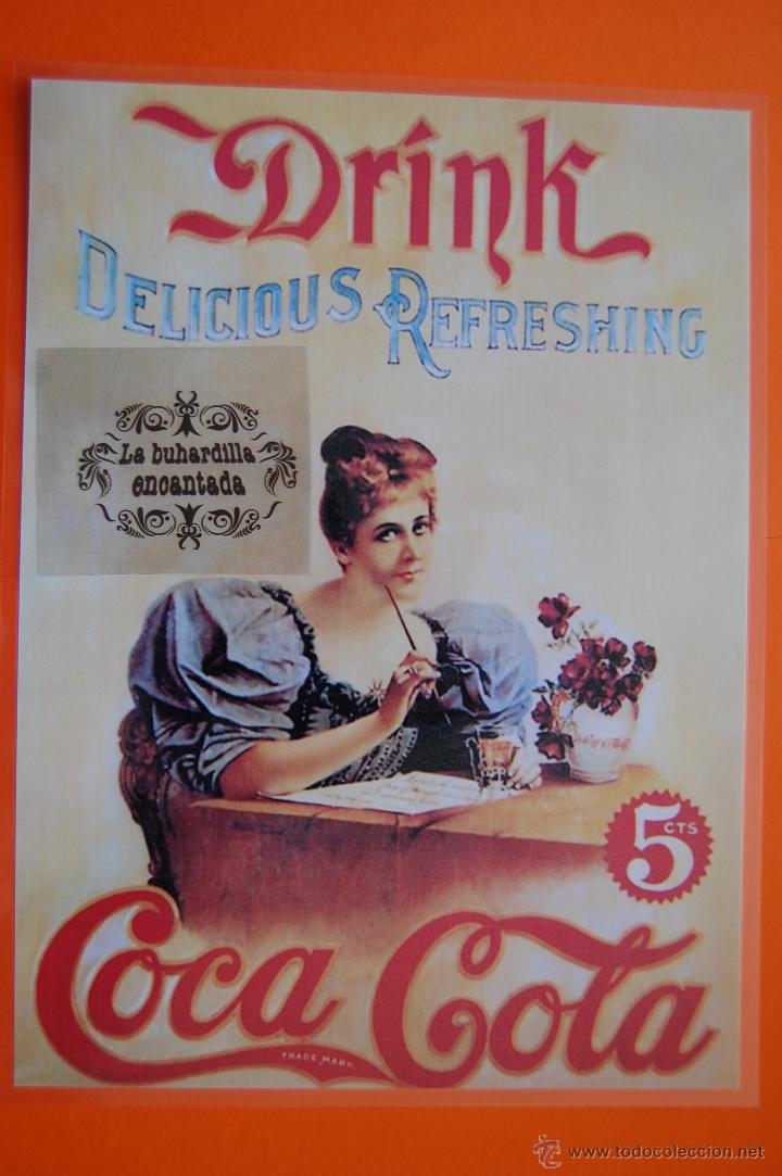 Collezionismo di Coca-Cola e Pepsi: CARTEL - REPRODUCCION ANTIGUA PUBLICIDAD - COCA COLA - PLASTIFICADO TAM.APROX.DINA3