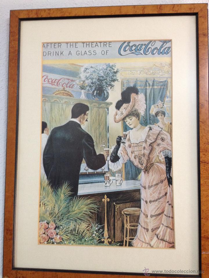 Coleccionismo de Coca-Cola y Pepsi: CARTEL VINTAGE DE COCA COLA A&Ntilde;OS 70 REPLICA DE LOS DEL SIGLO XIX ENMARCADO. JOYA PUBLICITARIA!.