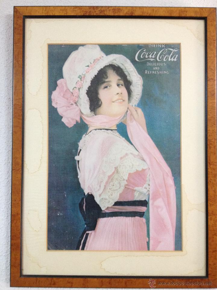 Coleccionismo de Coca-Cola y Pepsi: CARTEL VINTAGE DE COCA COLA A&Ntilde;OS 70 REPLICA DE LOS DEL SIGLO XIX ENMARCADO. JOYA PUBLICITARIA!.