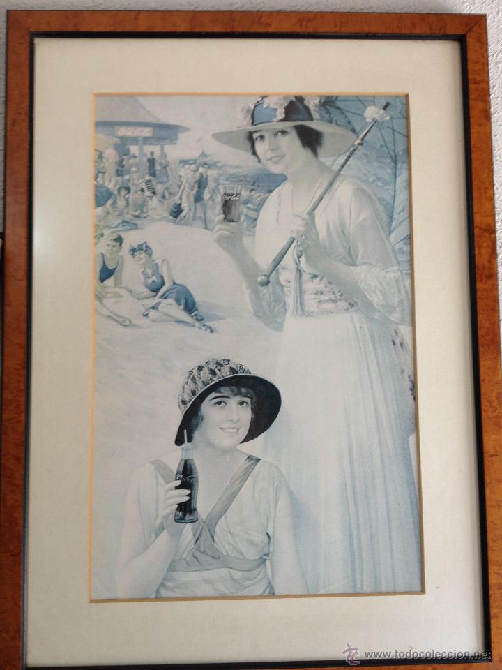 Coleccionismo de Coca-Cola y Pepsi: CARTEL VINTAGE DE COCA COLA A&Ntilde;OS 70 REPLICA DE LOS DEL SIGLO XIX ENMARCADO. JOYA PUBLICITARIA!.