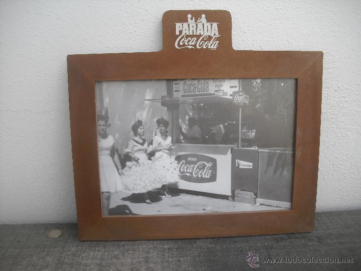 Colecionismo de Coca-Cola e Pepsi: Cuadro de Coca Cola, con foto de antiguo Kiosco de Cocacola en la Feria. Parada.