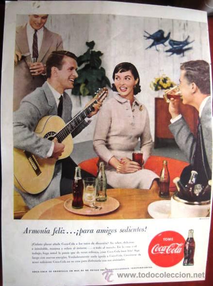 Collecting of Coca-Cola and Pepsi: ANUNCIO DE COCACOLA A&Ntilde;OS 50-60..ENVIO INCLUIDO.