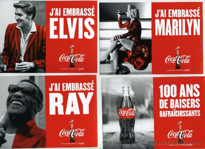 Collecting of Coca-Cola and Pepsi: MARILYN, ELVIS Y OTROS. Anuncio de coca-cola, YO HE BESADO A.... 6 POSTALES.