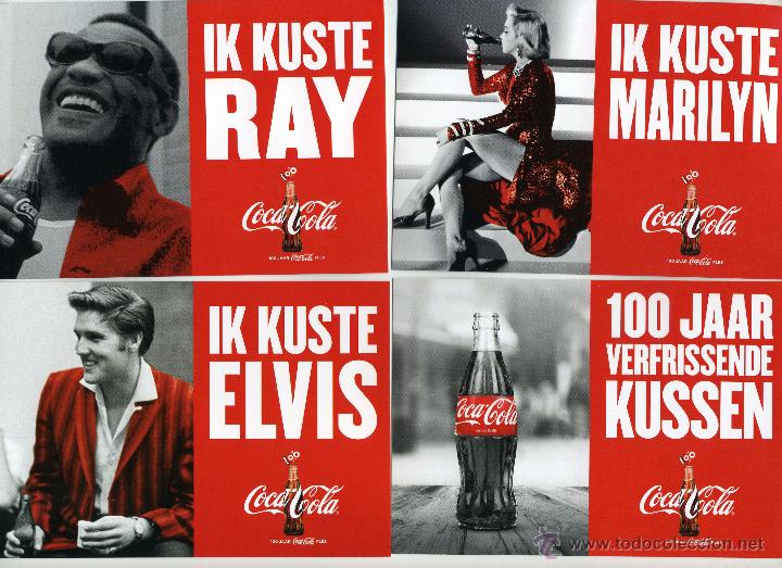 Collecting of Coca-Cola and Pepsi: MARILYN, ELVIS Y OTROS. Anuncio de coca-cola, YO HE BESADO A.... 6 POSTALES.