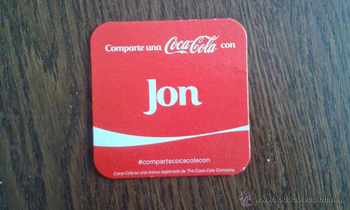 Colecionismo de Coca-Cola e Pepsi: posavasos de coca cola, comparte una coca cola con Jon