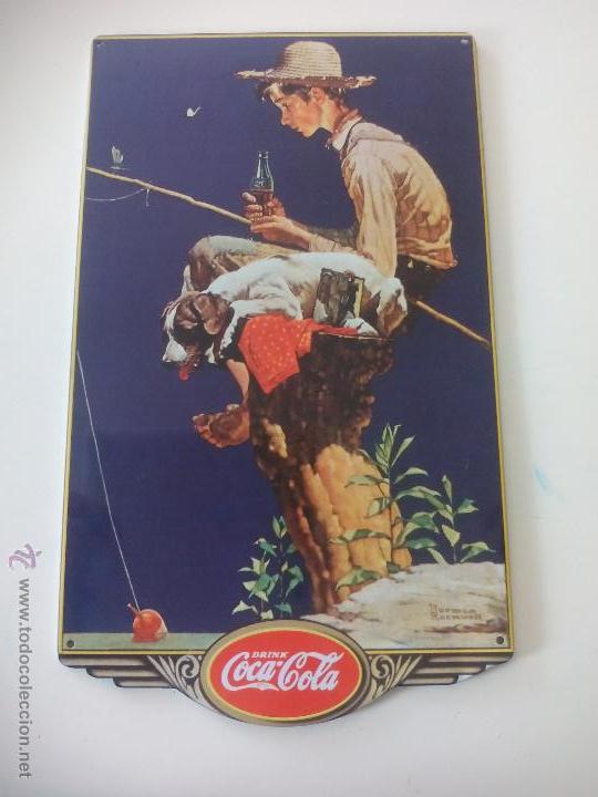 Colecionismo de Coca-Cola e Pepsi: Cartel publicitario de Coca-Cola. Placa de chapa Cocacola.