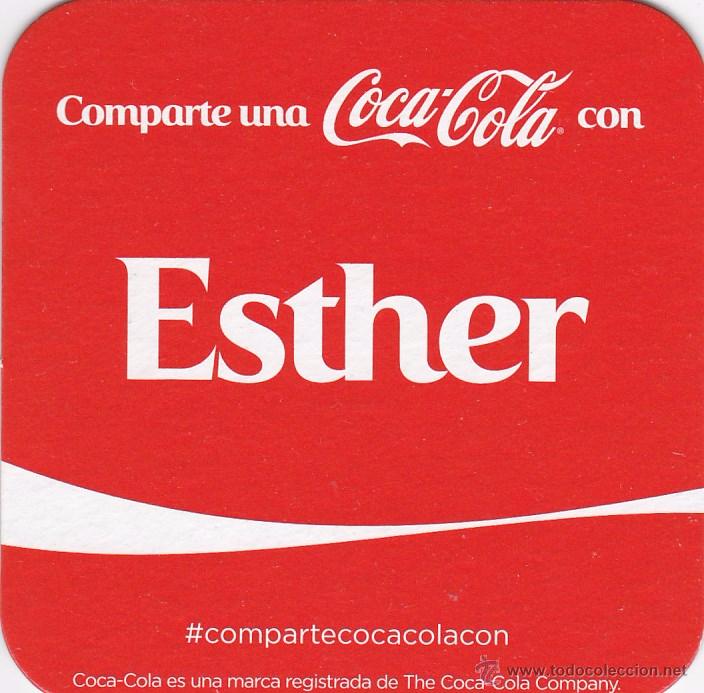 Coleccionismo de Coca-Cola y Pepsi: POSAVASOS - COMPARTE UNA COCA COLA CON ... ESTHER - Foto 1
