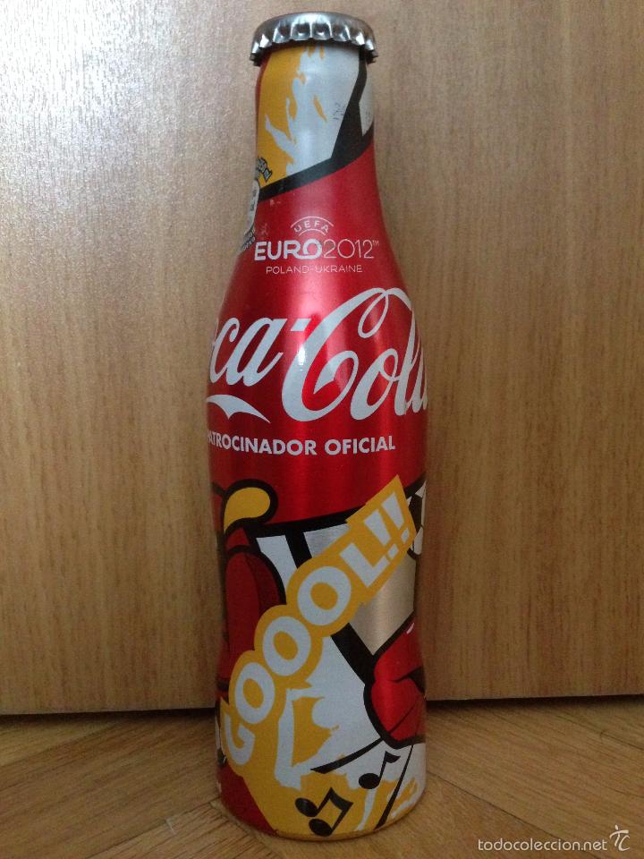 Sammeln von Coca-Cola und Pepsi: ANTIGUA BOTELLA METALICA COCA COLA EURO 2012 POLONIA UCRANIA GOOOOOOL SIN ABRIR CON CHAPA