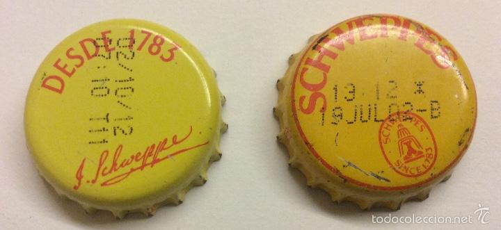 Coleccionismo de Coca-Cola y Pepsi: PAREJA DE CHAPAS SCHWEPPES - Foto 1