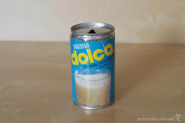 Coleccionismo de Coca-Cola y Pepsi: Lata de dolco. Nestl&eacute;. Etiqueta de Papel. Tiene dos tapas y el lateral esta&ntilde;ado. Can.