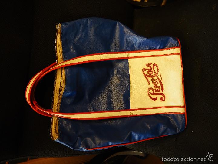Colecionismo de Coca-Cola e Pepsi: Bolsa con asas de Pepsi cola a&ntilde;os 60-70 con cremallera que funciona.
