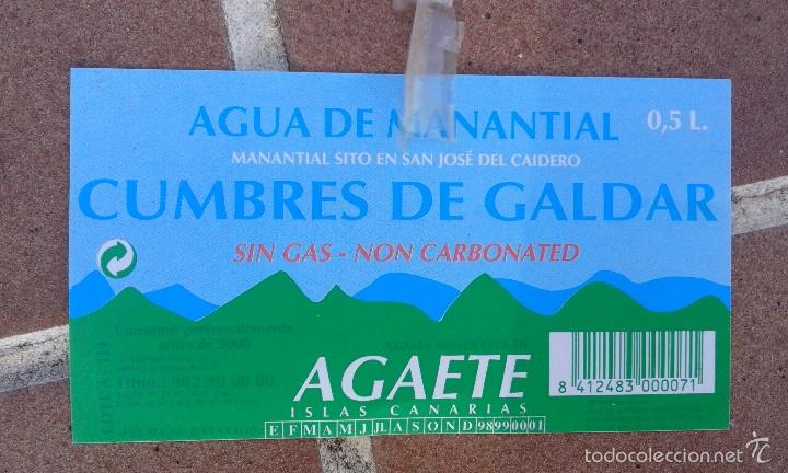 Collectionnisme de Coca-Cola et Pepsi: Vendo antigua etiqueta peque&ntilde;a de aguas gaseosa de Agaete - Cumbres de Galdar - Canarias a&ntilde;os 90