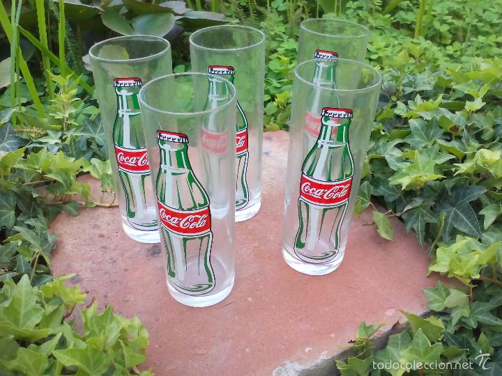 Coleccionismo de Coca-Cola y Pepsi: 5, cinco vasos de cristal de Coca-Cola. Con la botella serigrafiada . Vaso