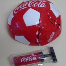 Coleccionismo de Coca-Cola y Pepsi: BALÓN E INFLADOR DE COCA COLA. A ESTRENAR. 460 GR. Lote 59725983