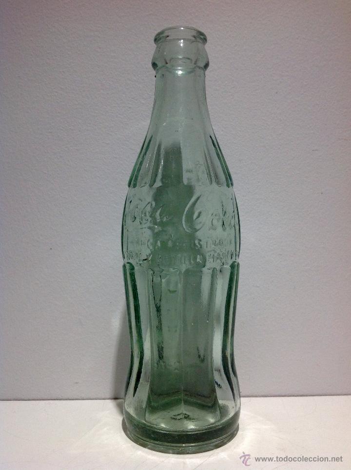 Sammeln von Coca-Cola und Pepsi: ANTIGUA BOTELLA DE * COCA COLA * LETRAS EN RELIEVE A&Ntilde;OS 50