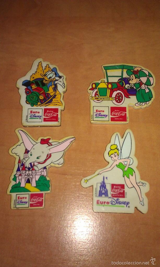 Collecting of Coca-Cola and Pepsi: LOTE DE 4 IMANES DE NEVERA PROMOCI&Oacute;N DE COCA COLA - EURO DISNEY - A&Ntilde;OS 90 - COLECCI&Oacute;N COMPLETA -