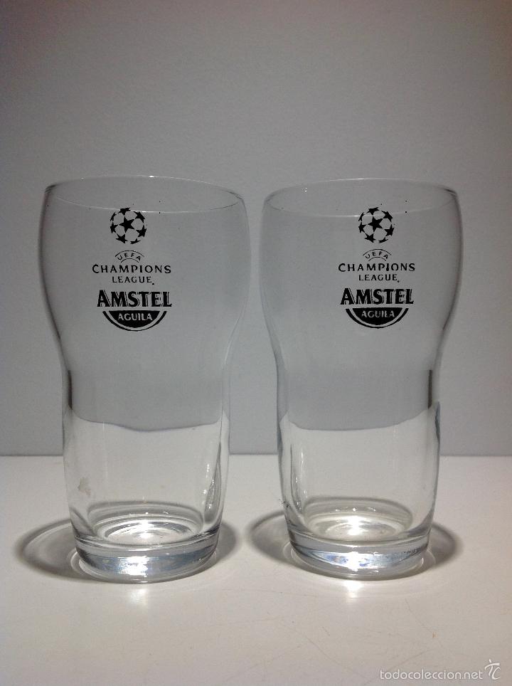 Sammeln von Coca-Cola und Pepsi: LOTE DE 2 VASOS DE CERVEZA AGUILA AMSTEL CHAPIONS