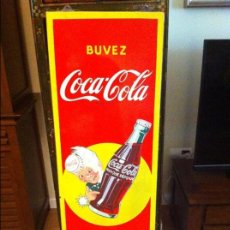 Coleccionismo de Coca-Cola y Pepsi: VINTAGE 1956 COCA-COLA SPRITE BOY PORCELAIN FRENCH SIGN. ORIGINAL. 137X46CMS / PLACA ESMALTADA COKE