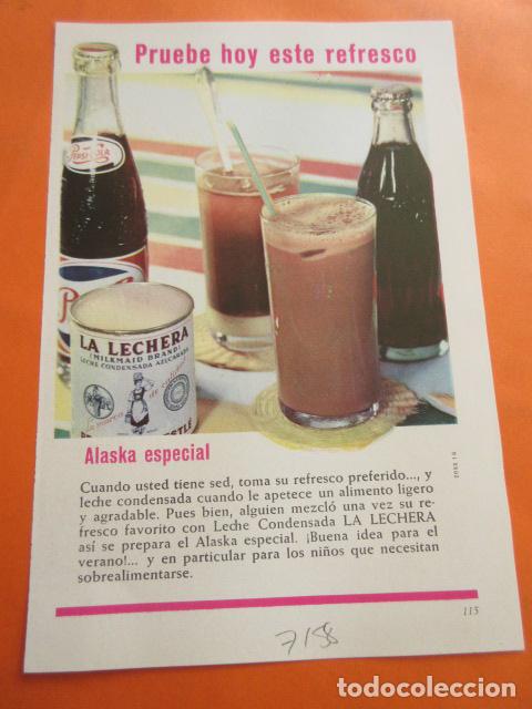 Collectionnisme de Coca-Cola et Pepsi: PUBLICIDAD 1959 - COLECCION COMIDAS - LECHE LA LECHERA Y PESI COLA EL ALASKA COCA COLA