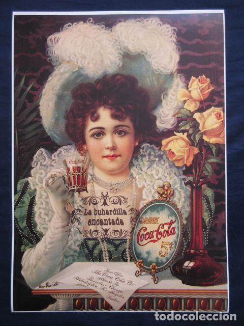 Sammeln von Coca-Cola und Pepsi: CARTEL - REPRODUCCION ANTIGUA PUBLICIDAD COCA COLA - TAMA&Ntilde;O 45 x 32 CM - DETALLE EN INTERIOR