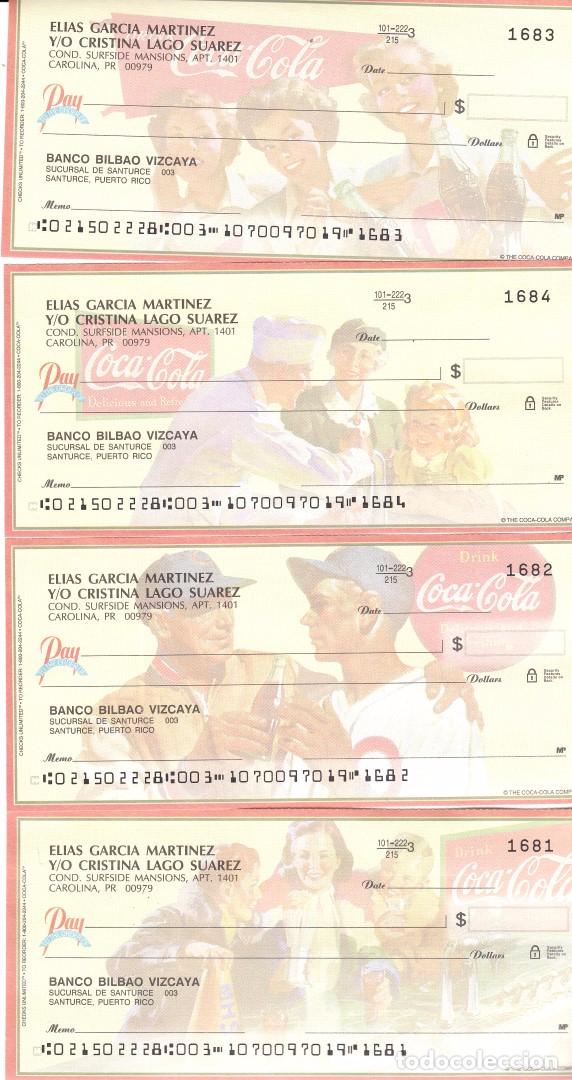 Coleccionismo de Coca-Cola y Pepsi: CHEQUES DE COCA COLA NUEVOS BBV PUERTO RICO, A&Ntilde;OS 90 DEL SIGLO XX - CLC