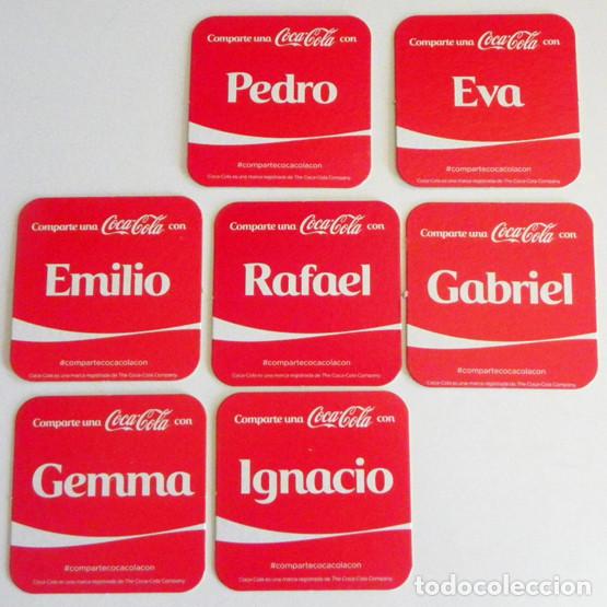 Collecting of Coca-Cola and Pepsi: 3 &euro; CADA POSAVASOS DE COCA COLA - POSAVASO CON NOMBRE PEDRO EVA EMILIO RAFAEL GABRIEL GEMMA IGNACIO