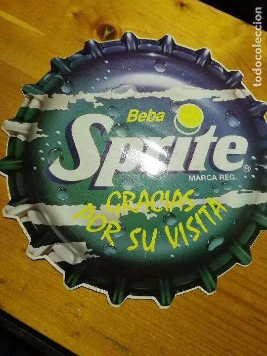 Collectionnisme de Coca-Cola et Pepsi: CHAPA ADHESIVO GIGANTE DOBLE DE SPRITE PARA VENTANA 20 cm. a&ntilde;os 80