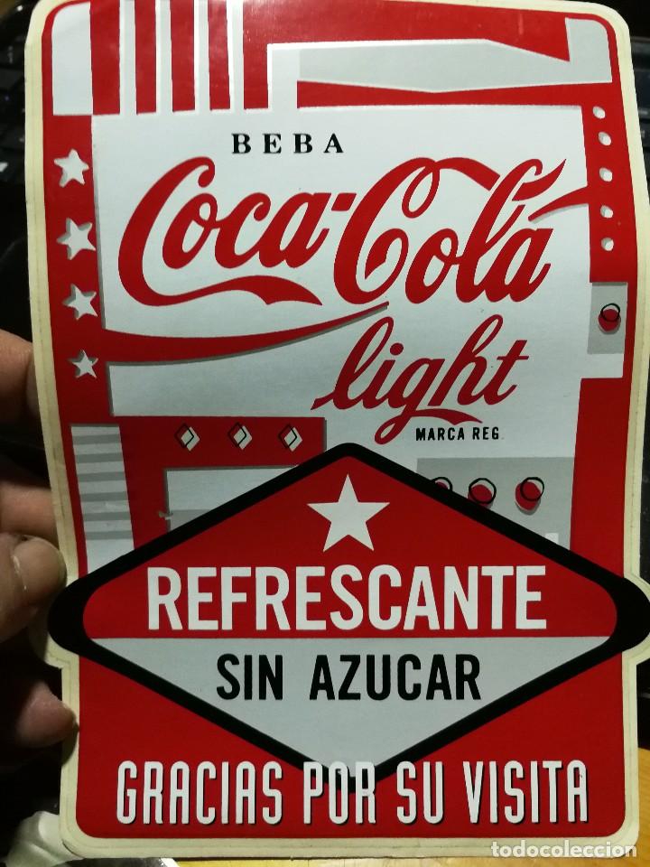 Collectionnisme de Coca-Cola et Pepsi: ADHESIVO GIGANTE DOBLE DE COCA COLA PARA VENTANA 20 x 15 cm. a&ntilde;os 80 COCACOLA