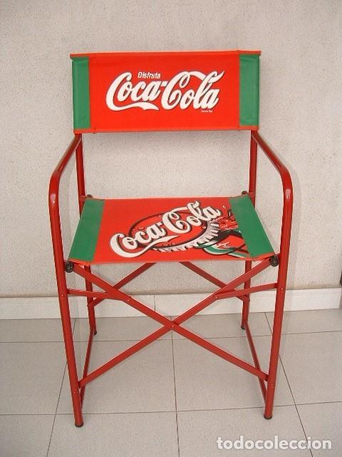 Collectionnisme de Coca-Cola et Pepsi: Silla met&aacute;lica Coca Cola, director de cine, plegable, tela de lona