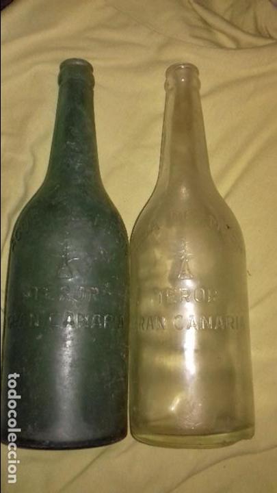 Coleccionismo de Coca-Cola y Pepsi: 2 modelos agua de mesa teror relieve vacio a&ntilde;os 60.verde y transparente