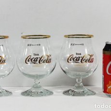 Coleccionismo de Coca-Cola y Pepsi: JUEGO 3 COPAS CRISTAL ALEMANAS COCA COLA CON LETRAS Y BORDE DORADO, 0.3 LITROS, MUY RARAS . Lote 130574282