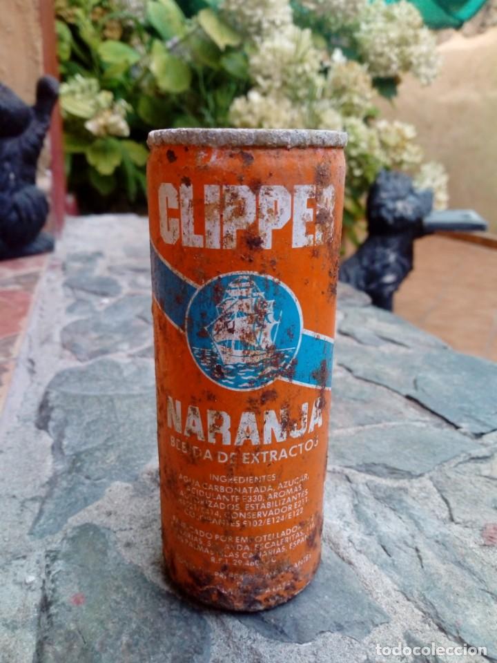 Collectionnisme de Coca-Cola et Pepsi: Antigua lata refresco gaseosa Clipper naranja a&ntilde;os 80 las palmas canarias