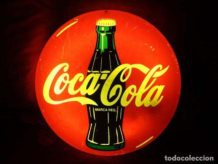 Colecionismo de Coca-Cola e Pepsi: COCA-COLA,PUBLICIDAD EN PLASTICO CON LUZ - MEDIDAS 41 CM DIAMETRO