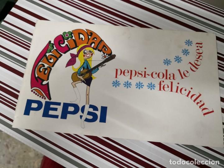 Sammeln von Coca-Cola und Pepsi: Postal de felicitaciones PEPSI-COLA LE DESEA FELICIDAD. MATERIAL TIPO CARTULINA