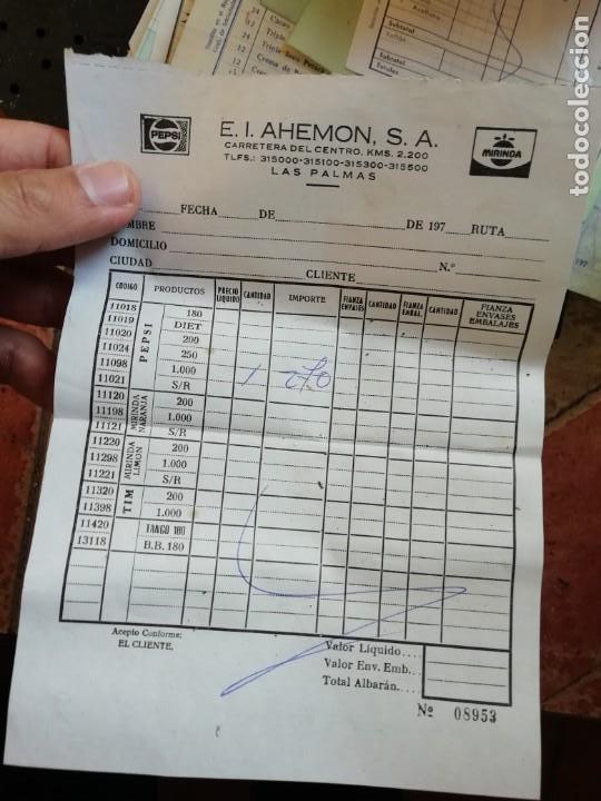 Colecionismo de Coca-Cola e Pepsi: Antiguo albaran factura pedido venta reparto refresco gaseosa pepsi cola mirinda las palmas Ahemon