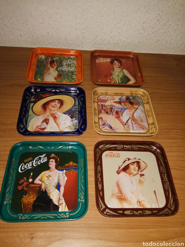 Colecionismo de Coca-Cola e Pepsi: Lote 6 posa vasos coca cola a&ntilde;os 80