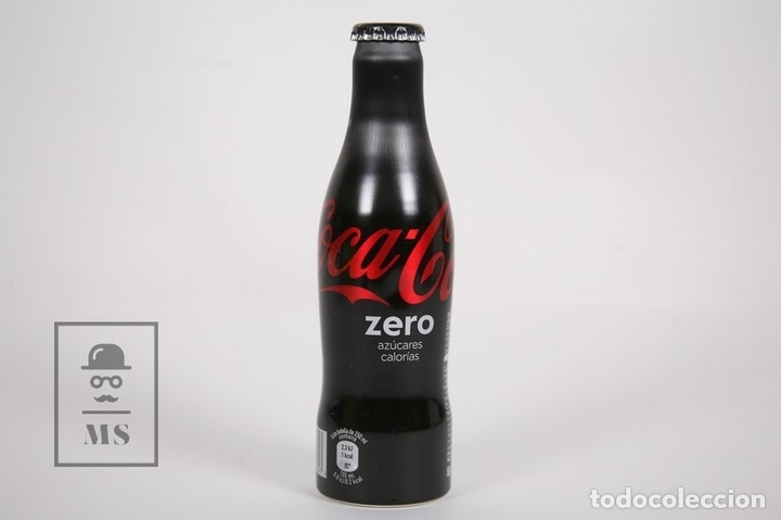 Collecting of Coca-Cola and Pepsi: Botella de Aluminio - Coca Cola Zero 250 ML / 125 Aniversario - Llena - Altura 18,5 cm