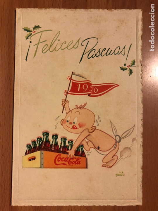 Collezionismo di Coca-Cola e Pepsi: Tarjeta felicitaci&oacute;n Coca Cola 1956 felices pascuas compa&ntilde;ia levantina bebidas gaseosas