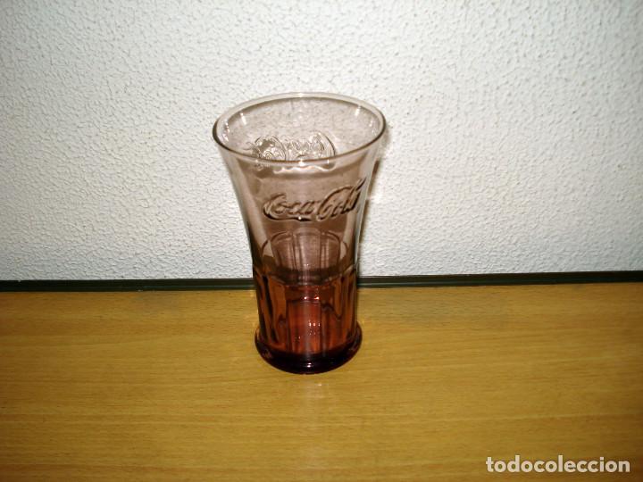 Sammeln von Coca-Cola und Pepsi: COCA-COLA VASO COLOR GRANATE. BOCA ANCHA. 14 cm alto X 9 cm di&aacute;metro