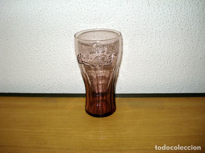 Sammeln von Coca-Cola und Pepsi: COCA-COLA VASO COLOR GRANATE. BOCA NORMAL. 14 cm alto X 9 cm di&aacute;metro